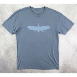 Poncho Outdoors T-Shirt Mens Medium Bird Graphic Heathered Blue Short Sleeve